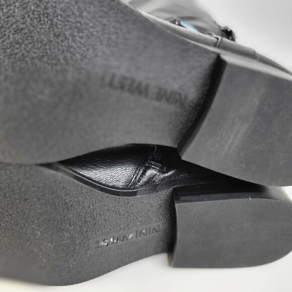 New - Nine West Black Riding Knee High Leather Long Black Boots Womens Size 6 - Picture 8 of 16